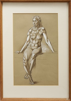 Lot 1072 - *Francis Plummer (1930-2019) pencil and bodycolour - Seated Woman, Front View, titled verso, 48cm x 30cm, in glazed frame