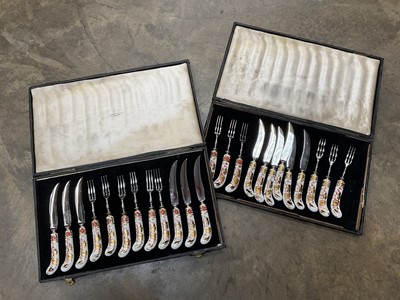 Lot 145 - Two cased sets of Royal Crown Derby handled cutlery