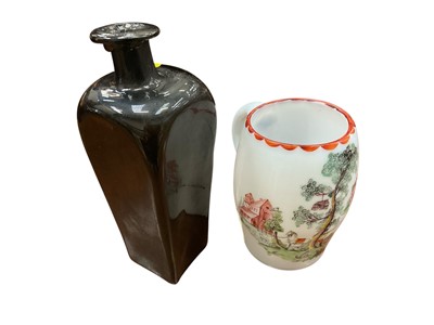 Lot 194 - Milk glass tankard, together with an 18th century gin bottle