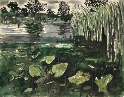 Lot 1103 - *John O'Connor (1913-2004) ink and watercolour - Midland River, unframed, 48cm x 60cm
