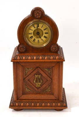 Lot 609 - Scarce 19th century miniature polyphone clock with discs. The lower cupboard door decorated in the classical manner