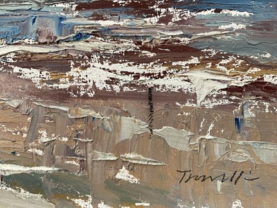 Lot 1043 - *Jonathan Trowell (1938-2013) oil sketch on board - Norfolk Coast, signed, 20.5cm x 25.5cm, unframed. Provenance: the artist's studio, thence by family descent