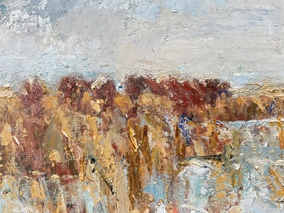 Lot 1047 - *Jonathan Trowell (1938-2013) oil sketch on board - Norfolk Marshes, signed, 20.5cm x 25.5cm, unframed. Provenance: the artist's studio, thence by family descent