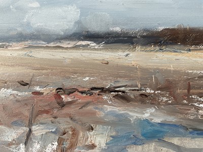 Lot 1048 - *Jonathan Trowell (1938-2013) oil sketch on board - Norfolk Beach, signed, 20.5cm x 25.5cm, unframed. Provenance: the artist's studio, thence by family descent