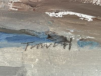 Lot 1048 - *Jonathan Trowell (1938-2013) oil sketch on board - Norfolk Beach, signed, 20.5cm x 25.5cm, unframed. Provenance: the artist's studio, thence by family descent