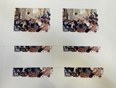 Lot 1052 - *Jonathan Trowell (1938-2013) run of six signed limited edition prints - The Orchestra, 115-120/175, with blindstamp, 34cm x 38cm, unframed Provenance: the artist's studio, thence by famil...