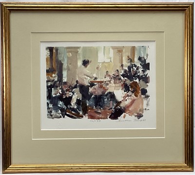 Lot 1053 - * Jonathan Trowell (1938-2013) four signed limited edition prints - The Orchestra, 46/175, 47/175, 63/175 and 110/175 (in glazed gilt frame), with blindstamp