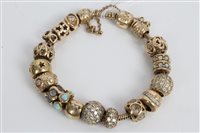 Lot 3357 - Pandora Moments bracelet with quantity of gold...