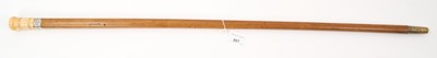 Lot 807 - Rare Georgian ivory and silver-mounted Malacca cane, the top unscrewing to reveal concealed brewer's gauge stick, 93cm long