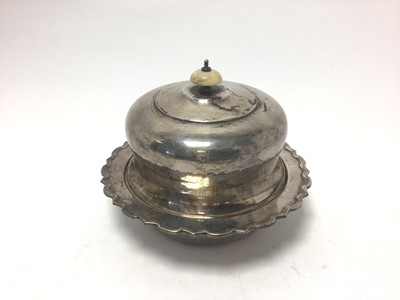 Lot 272 - George V silver muffin dish, the domed cover with ivory finial, piecrust edge, (Birmingham 1931) maker Adie Bros., all at 16ozs.