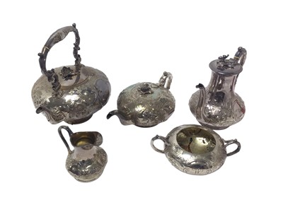 Lot 343 - Victorian Elkington silver plated five piece teaset
