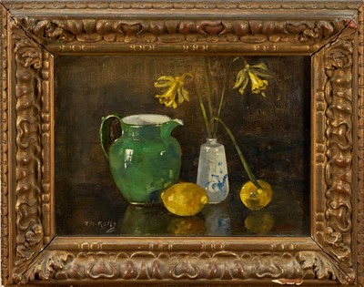 Lot 1127 - Thomas Meikle Kelly (1866-1958) oil on canvas - Spring Still Life, signed, 26cm x 36cm, in glazed gilt frame