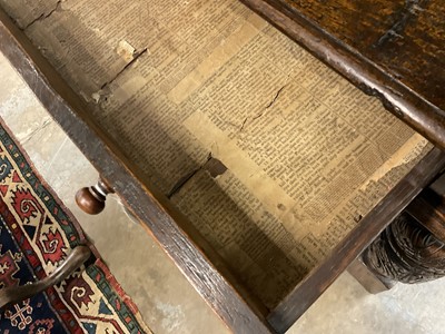 Lot 1232 - 17th style oak carved court cupboard with carved bulbous supports