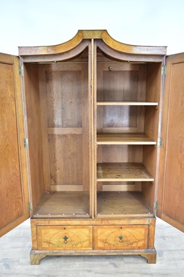 Lot 1234 - Queen Anne revival figured walnut wardrobe with two drawer base