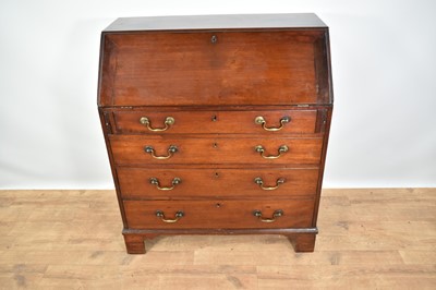Lot 1236 - Mid 18th century red walnut bureau