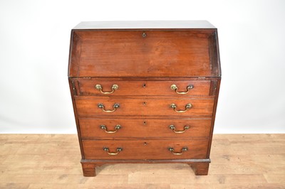 Lot 1236 - Mid 18th century red walnut bureau