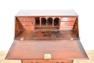 Lot 1236 - Mid 18th century red walnut bureau