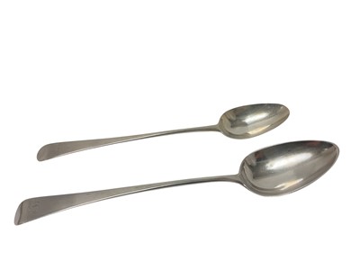 Lot 340 - Two George III silver Old English pattern basting spoons, (London 1799) and (London 1779), all at 6.5ozs (2).