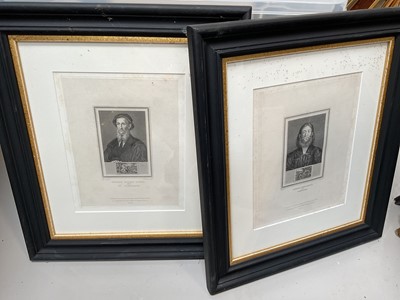 Lot 5032 - Set of seven 19th century engravings - portraits of Old Masters, including Holbein, Giorgione, etc, published 1825, framed