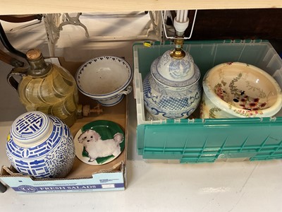 Lot 5039 - Group of ceramics, including a Chinese blue and white jar and cover, etc