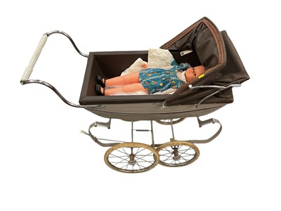 Lot 1938 - Large Pallitoy Eve 'walking talking' doll in a vintage Silver Cross dolls' pram