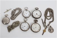 Lot 3384 - Four Silverer / white metal fob Watcheses,...