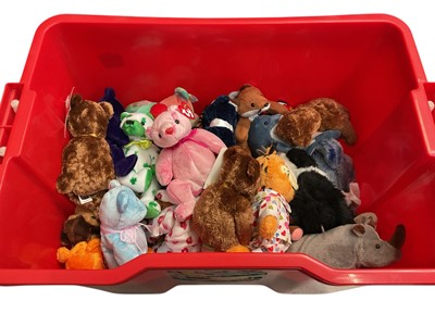 Lot 1728 - Beanie Babies including Fifa World Cup 2002 (13 teams), Iggy, Curly Bunny, Santa, Periwinkle, Good Night Garfield, Celebrations Golden Jubilee, large and small. (50)