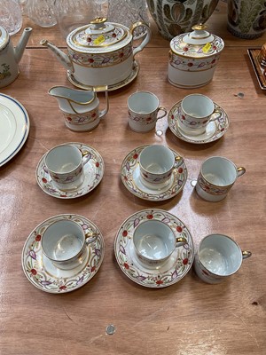 Lot 5087 - Early 19th century English porcelain tea set, possibly Coalport, decorated with a foliate pattern