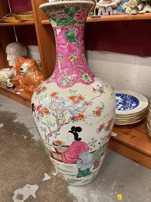 Lot 246 - Large Chinese famille rose porcelain vase decorated with figures, character makes to base, measuring approximately 56cm tall