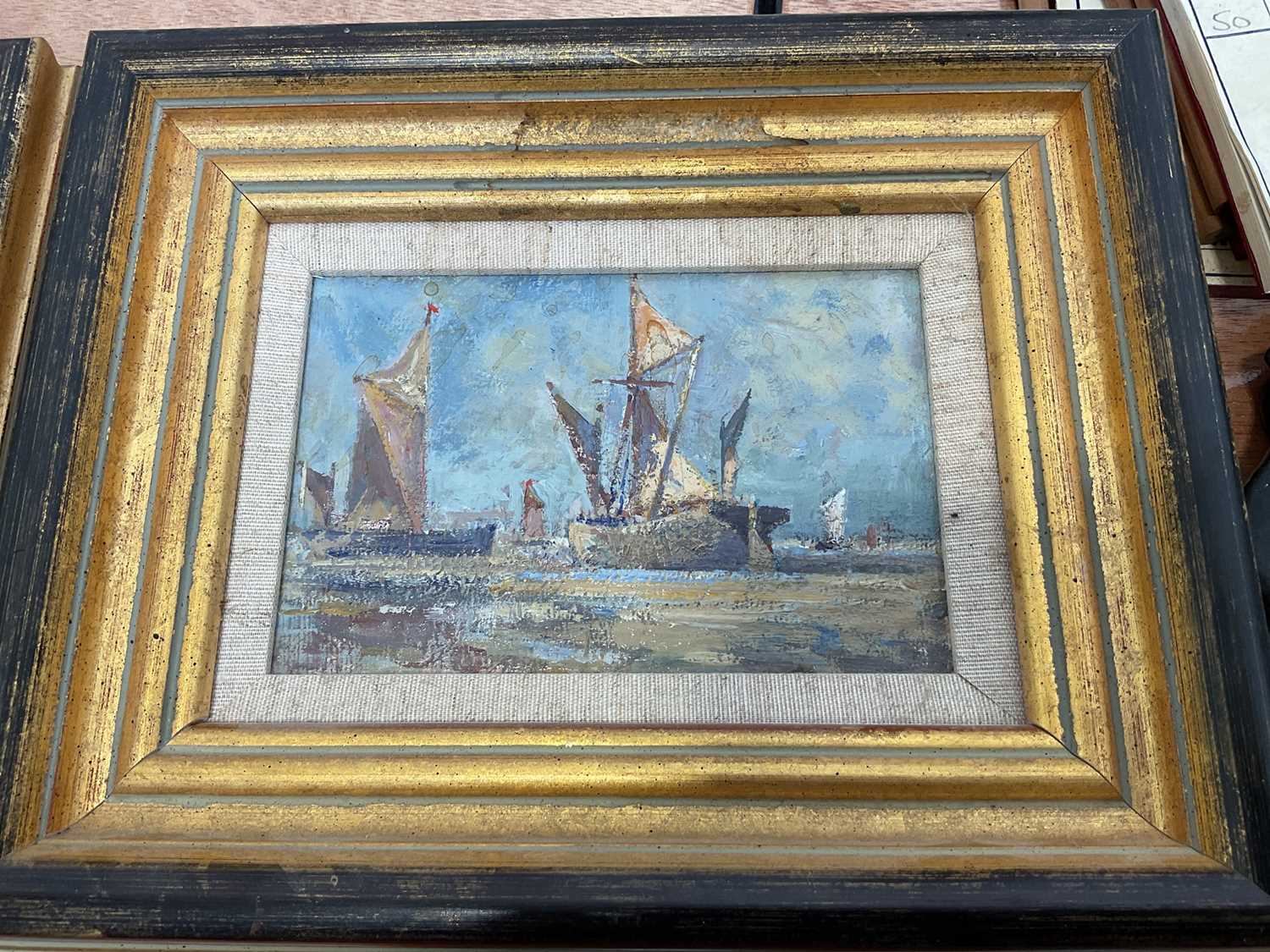 Lot 5107 - Malcolm Rogers, pair of small oil on boards - 'After the Match' and 'Norfolk Poppies', 14.5cm x 9.5cm