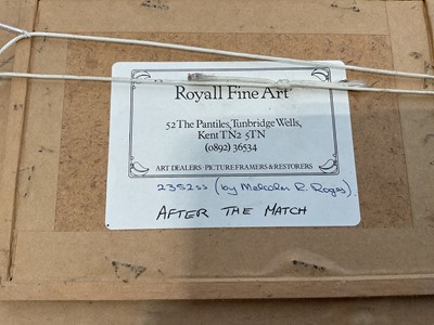 Lot 5107 - Malcolm Rogers, pair of small oil on boards - 'After the Match' and 'Norfolk Poppies', 14.5cm x 9.5cm