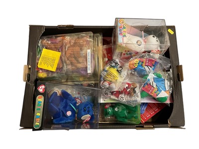 Lot 1737 - Beanie Babies Large selection of McDonald's Happy Meals, TY Official Club bags, Tinie Beanie set 1998, Colour Me Beanie, all in original packaging. In two boxes.