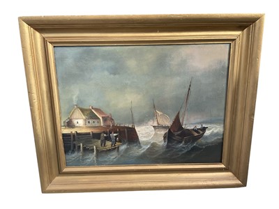 Lot 5197 - 19th century oil on canvas marine