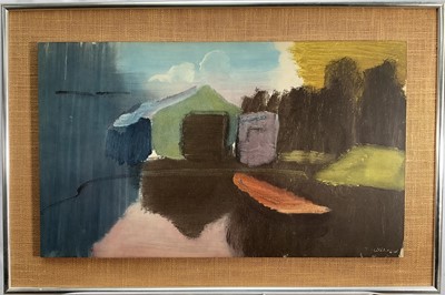 Lot 56 - After Ivon Hitchens - vintage photographic print, Boat House, 40cm x 67cm, framed