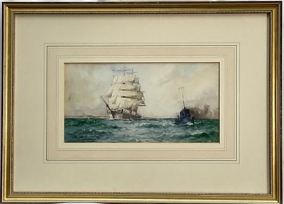 Lot 51 - William Minshall Birchall (1884-1931) watercolour - In the Channel, wartime 1918, signed and dated, in glazed frame.