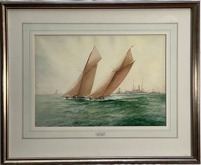 Lot 53 - William Minshall Birchall (1884-1931) watercolour - A Close Finish,, signed and dated 1924, 25cm x36cm, in glazed frame.
