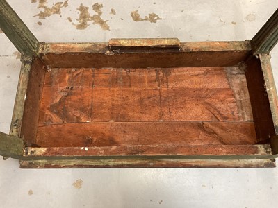 Lot 1500 - Good French Louis XVI green painted side table, the rectangular white marble top supported on a green painted base with carved frieze with central urn mount, on square tapered and fluted legs