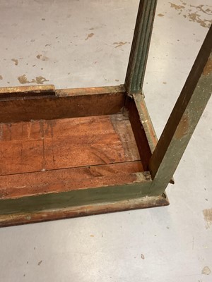 Lot 1500 - Good French Louis XVI green painted side table, the rectangular white marble top supported on a green painted base with carved frieze with central urn mount, on square tapered and fluted legs