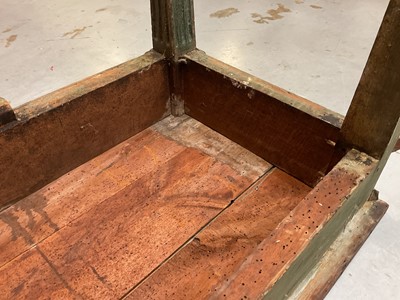 Lot 1500 - Good French Louis XVI green painted side table, the rectangular white marble top supported on a green painted base with carved frieze with central urn mount, on square tapered and fluted legs