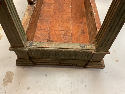 Lot 1500 - Good French Louis XVI green painted side table, the rectangular white marble top supported on a green painted base with carved frieze with central urn mount, on square tapered and fluted legs