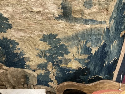 Lot 1502 - Flemish, late 17th / early 18th century Verdure tapestry depicting a sunrise over a bridge Provenance: Joanna Booth, Kings Road, London, 29th September 1990