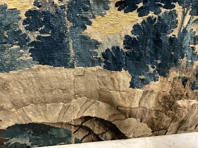 Lot 1502 - Flemish, late 17th / early 18th century Verdure tapestry depicting a sunrise over a bridge Provenance: Joanna Booth, Kings Road, London, 29th September 1990