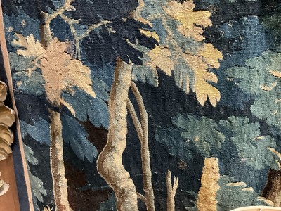 Lot 1502 - Flemish, late 17th / early 18th century Verdure tapestry depicting a sunrise over a bridge Provenance: Joanna Booth, Kings Road, London, 29th September 1990