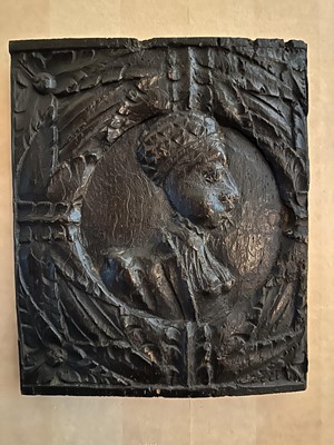 Lot 1512 - Henry VIII period carved oak Romayne type panel depicting a profile of a figure, circa 1530, probably Devonshire Provenance: Hatherleigh Antiques, Devon, 7th April, 2001