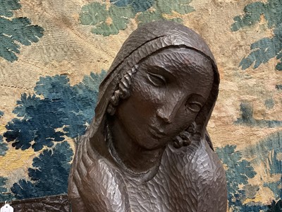 Lot 1514 - *Sir Charles Thomas Wheeler (1892-1974) carved wooden sculpture - The Madonna, believed to be a portrayal of his wife, Muriel, a sculptor and painter in her own right, NB: Wheeler was the...