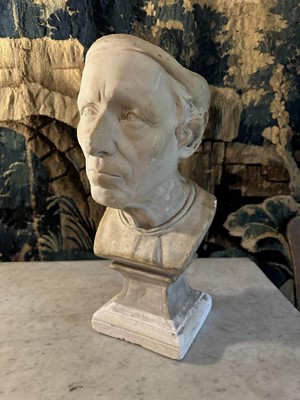 Lot 1515 - Classical plaster bust, probably depicting Girolamo Beniveni, 46cm high