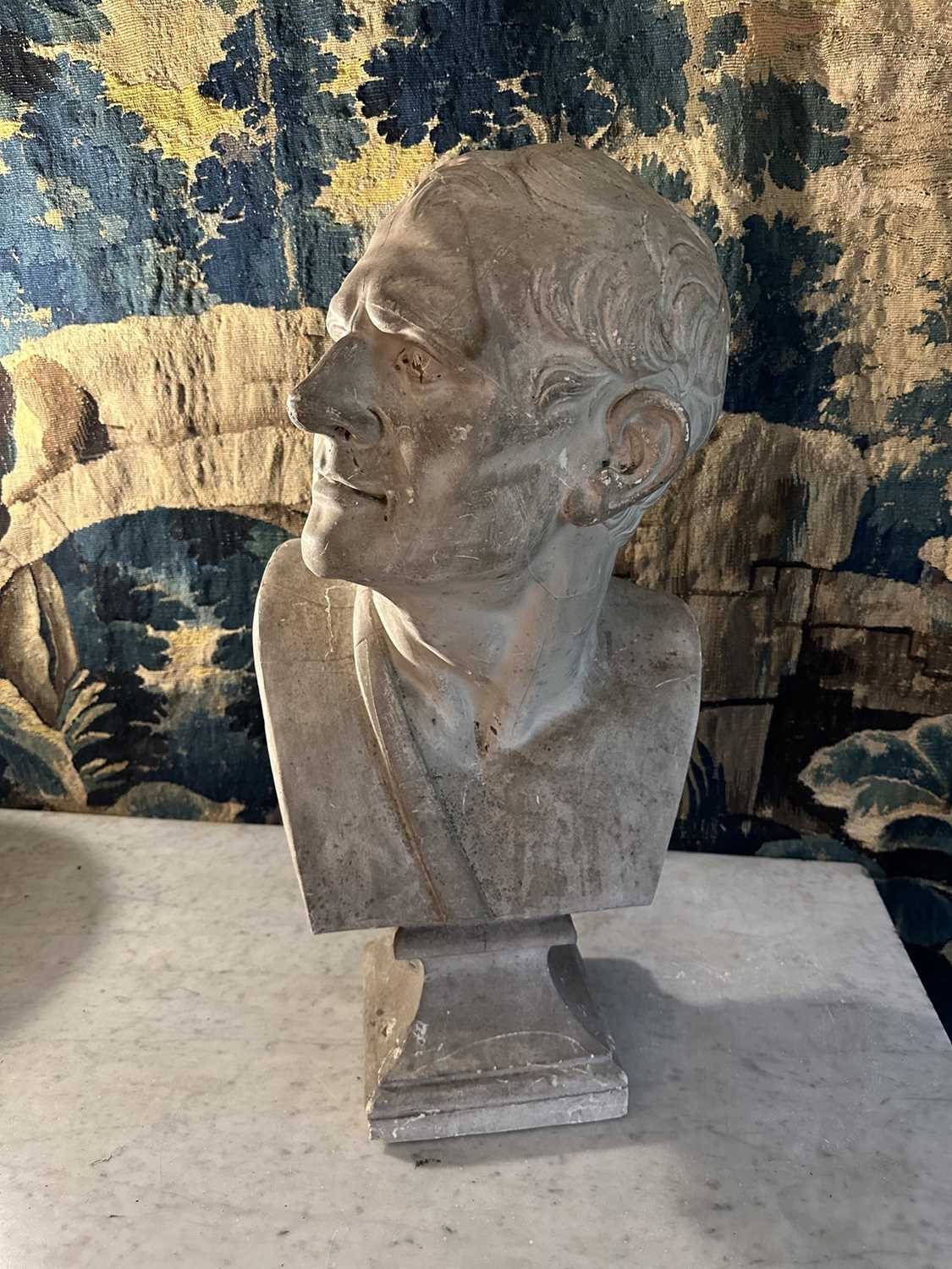 Lot 1517 - Classical plaster bust of a Roman character, 64cm high