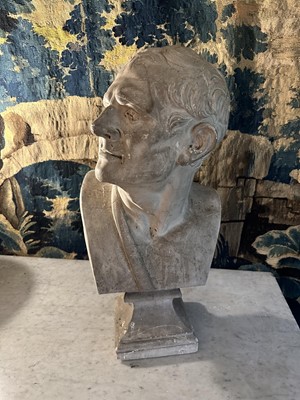 Lot 1517 - Classical plaster bust of a Roman character, 64cm high