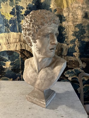 Lot 1518 - Classical plaster bust of a Roman emperor, 68cm high