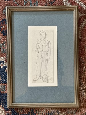Lot 1539 - Charles Samuel Keene (1823-1891) pencil sketch of a young man, monogrammed, in glazed gilt frame